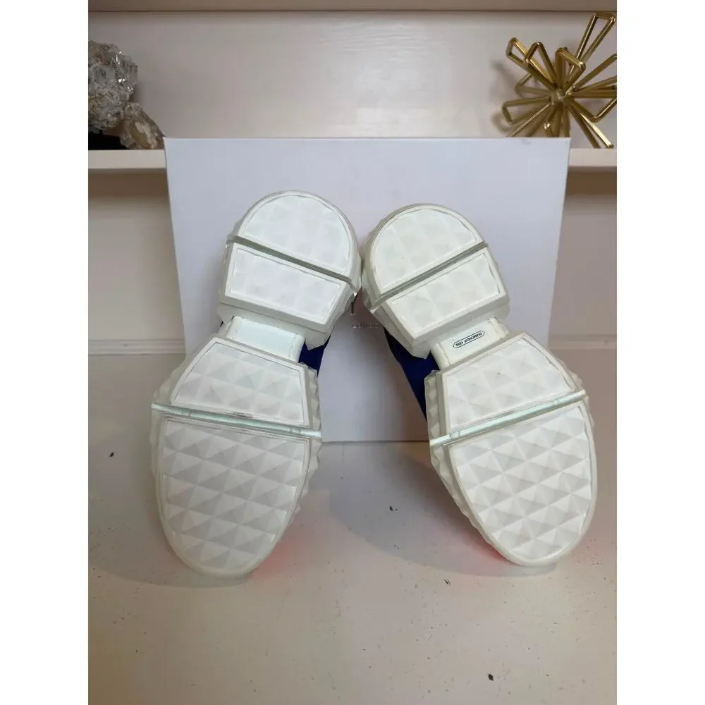 NWB Jimmy Choo Diamond Sneaker Cobalt/Neon Orange Womens Size 36.5